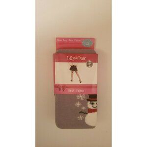 NEW Lily & Dan Girls Grey Snowman Holiday Tights Sz Large 12-14